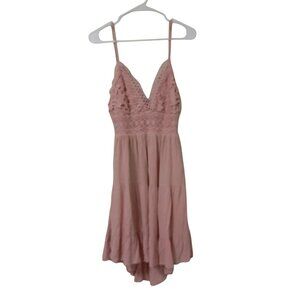 Revamped Dress Midi Lace Crochet Detail Summer Size L Womens Pink